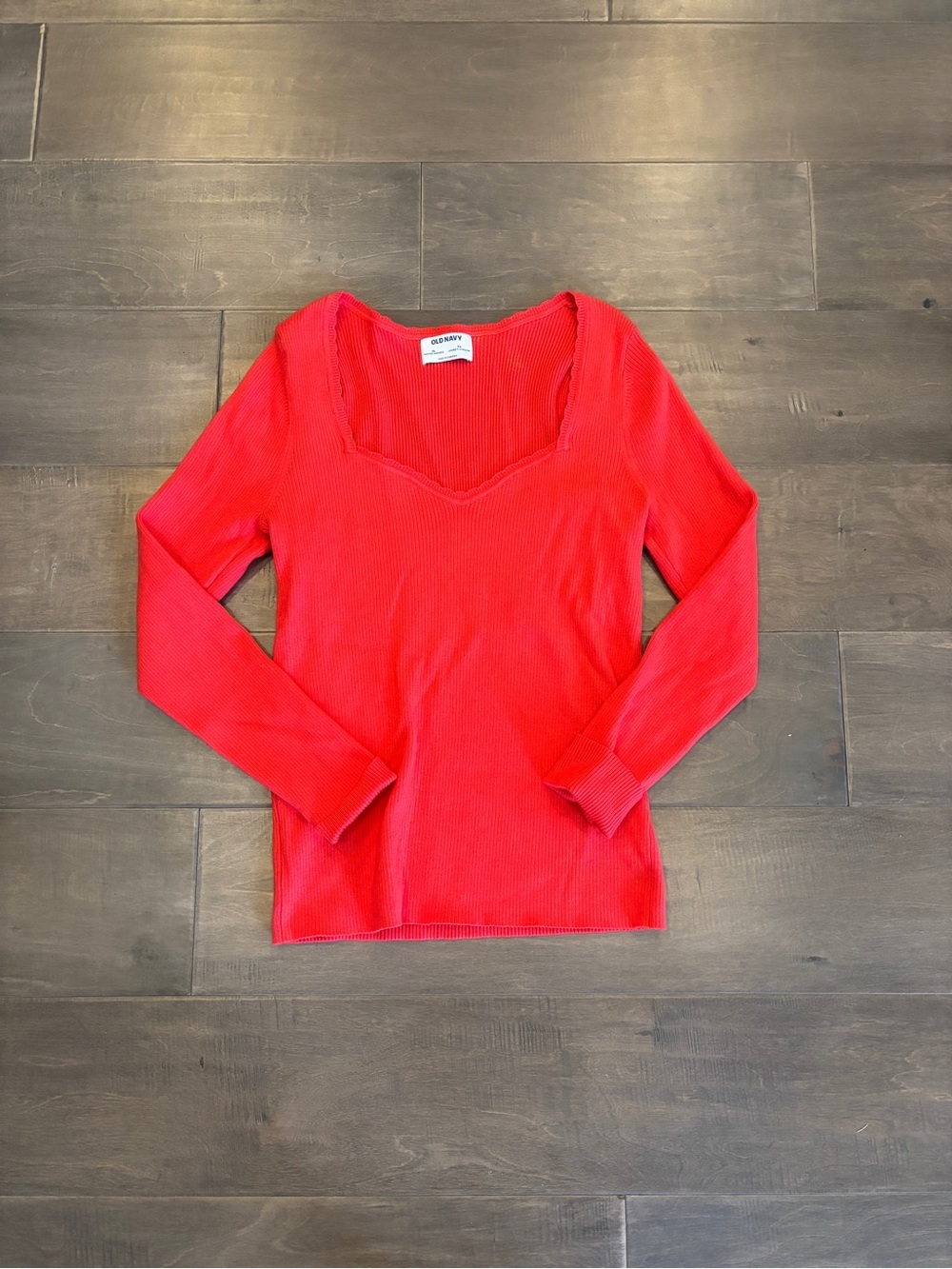 Old Navy Bright Red Ribbed Knit Top